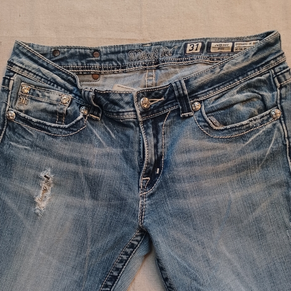 Miss Me Embellished Distressed Bootcut Jeans Women's Waist 31 Inseam 32 - Picture 2 of 15